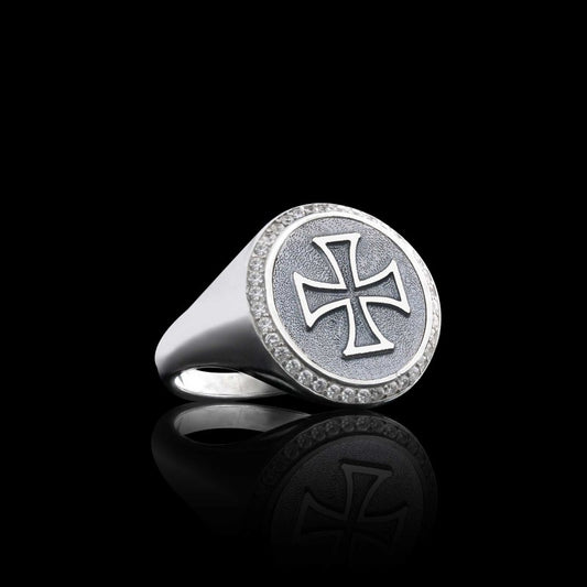 Custom Design Silver Cross Women Ring - view 2
