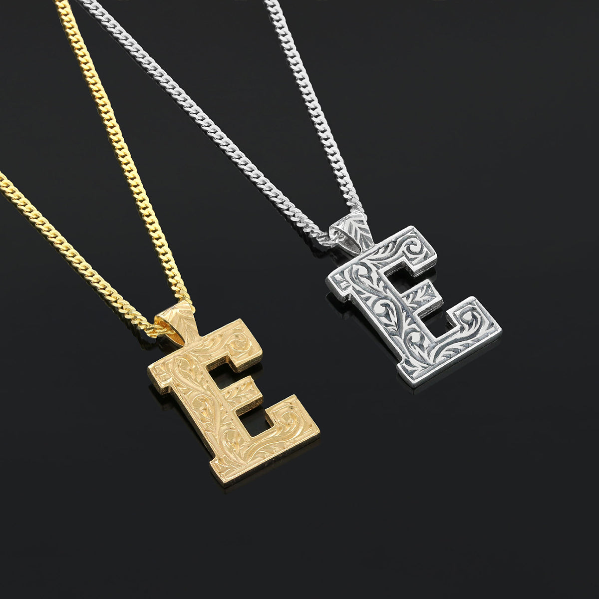 Custom Design Silver Letter Monogram E Pendant - view 5