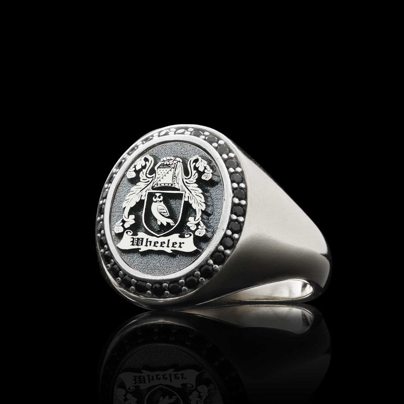 Custom Design Stone Oval Family Coat of Arms Symbol Women Ring by SWISS PLUS - Family Collection - view 7