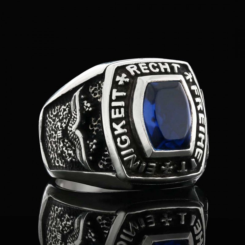 Custom Design Stony Einigkeit Recht Freiheit Germany Ring by SWISS PLUS - Military Rings - view 3