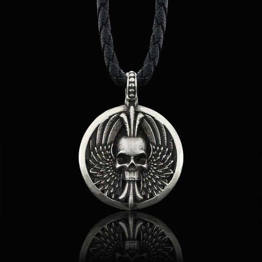 Custom Made Round Winged Skull Necklace by SWISS PLUS - Unique Pendants & Cool Design Necklaces - view 2