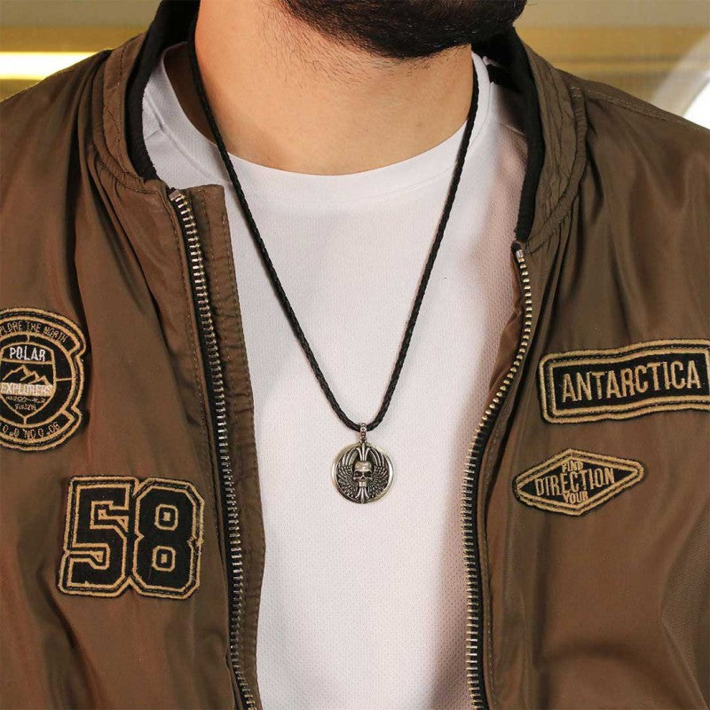 Custom Made Round Winged Skull Necklace - view 4