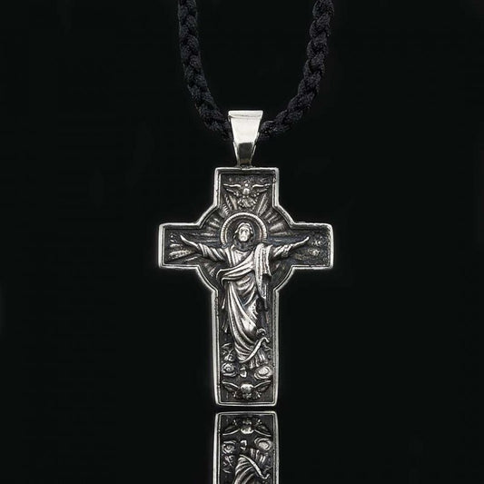 Custom Made Silver Jesus Cross Pendant - view 2
