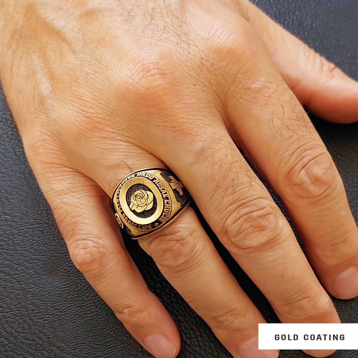 Custom Rosae Crucis Ring, Amorc Jewelry, Spiritual Emblem of the AMORC Ring by SWISS PLUS - Rosae Crucis Collection - view 7