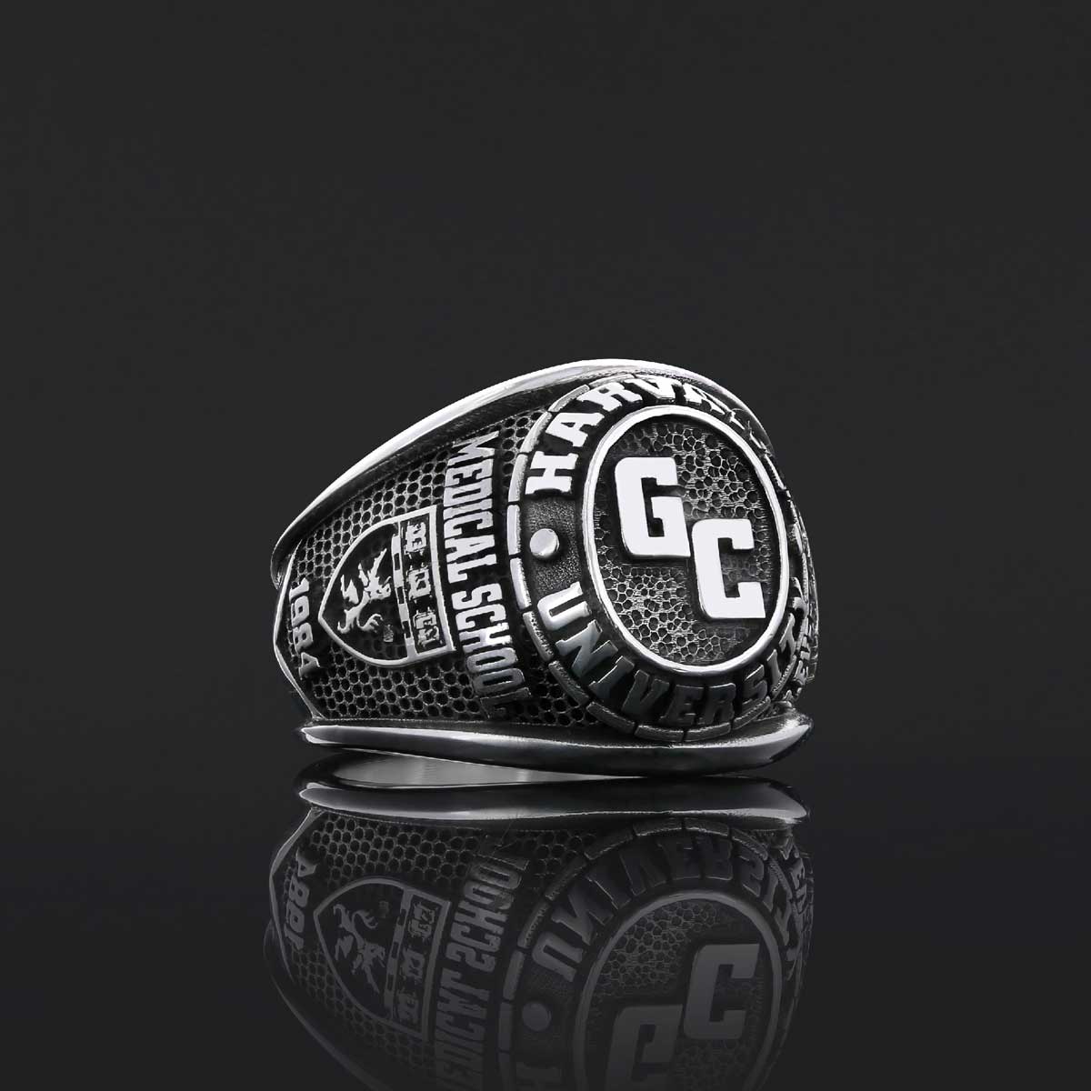Customized High School Ring, Graduation Collage Ring, Harvard University Ring by SWISS PLUS - Custom College Class Rings - vi