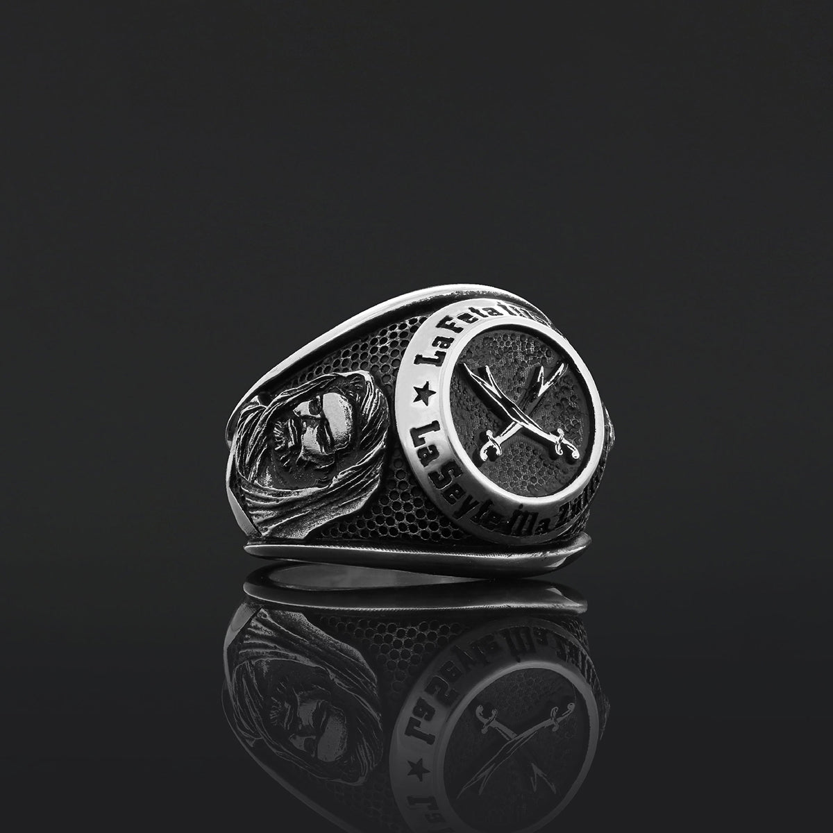 Dhulfiqar Sword Round Ring, Islamic Zulfiqar Sword Jewelry, Zulfiqar Face Ring, Hz Ali Ring Gift, Zulfiqar Jewelry, Muslim Silver Jewelry Silver