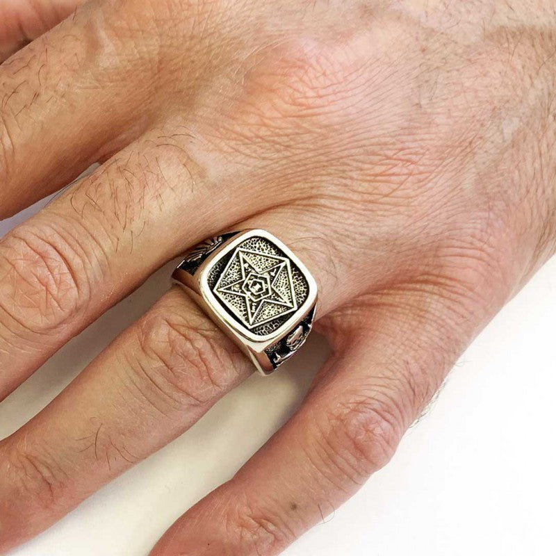 Special Square Eastern Star Masonic Ring, Freemason Ring, Master Mason Rings - view 7