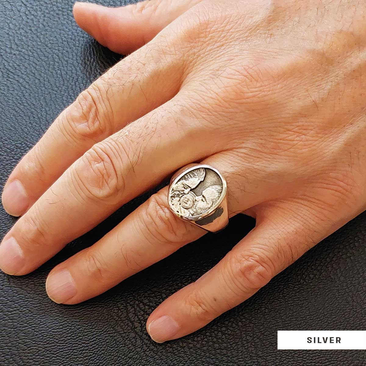 Family Photo Ring, Timeless Family Photo Square Ring, Personalized for You by SWISS PLUS - Photo Collection - view 7