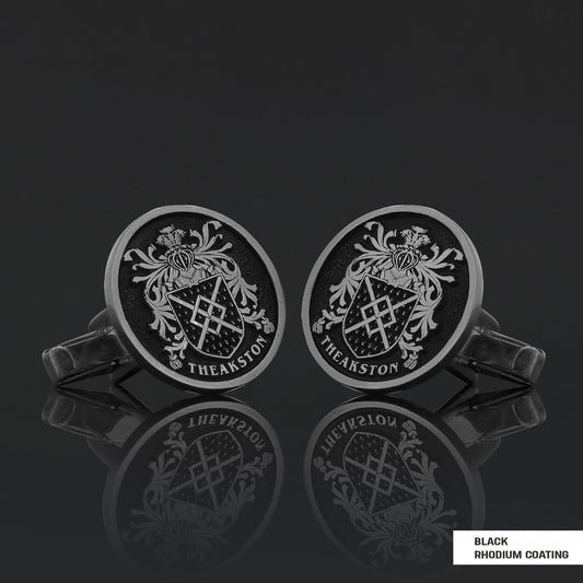Family Round Raised Crest Cufflink - view 2