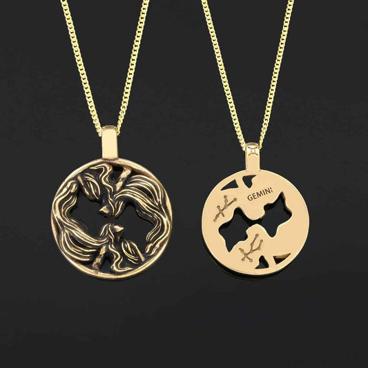 Gemini Pendant, Sterling Silver Gemini Necklace, Handmade Gemini Jewelry, Horoscope Gemini Necklace - view 2