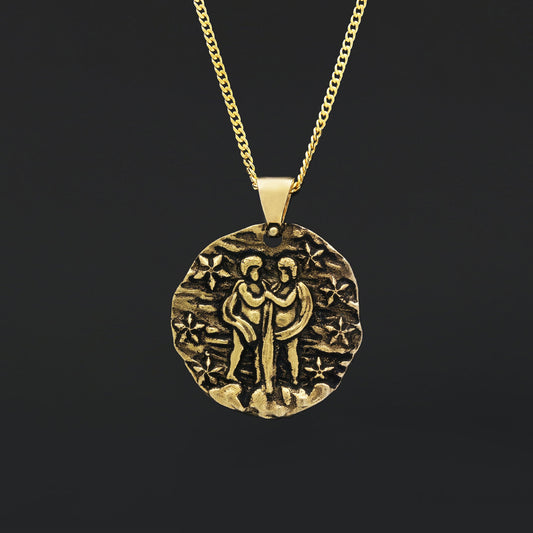 Gemini Pendant, Zodiac Necklace, Sterling Silver Pendant, Gold Plated Pendant, Astrology Jewelry, Gemini Sign Jewelry - view 2