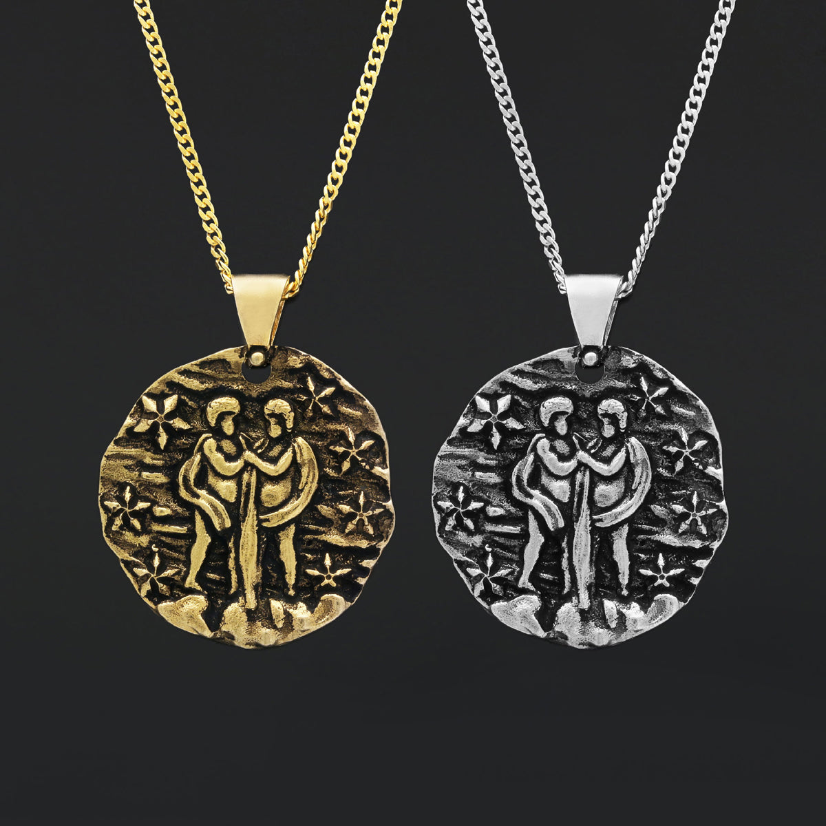 Gemini Pendant, Zodiac Necklace, Sterling Silver Pendant, Gold Plated Pendant, Astrology Jewelry, Gemini Sign Jewelry - view 3