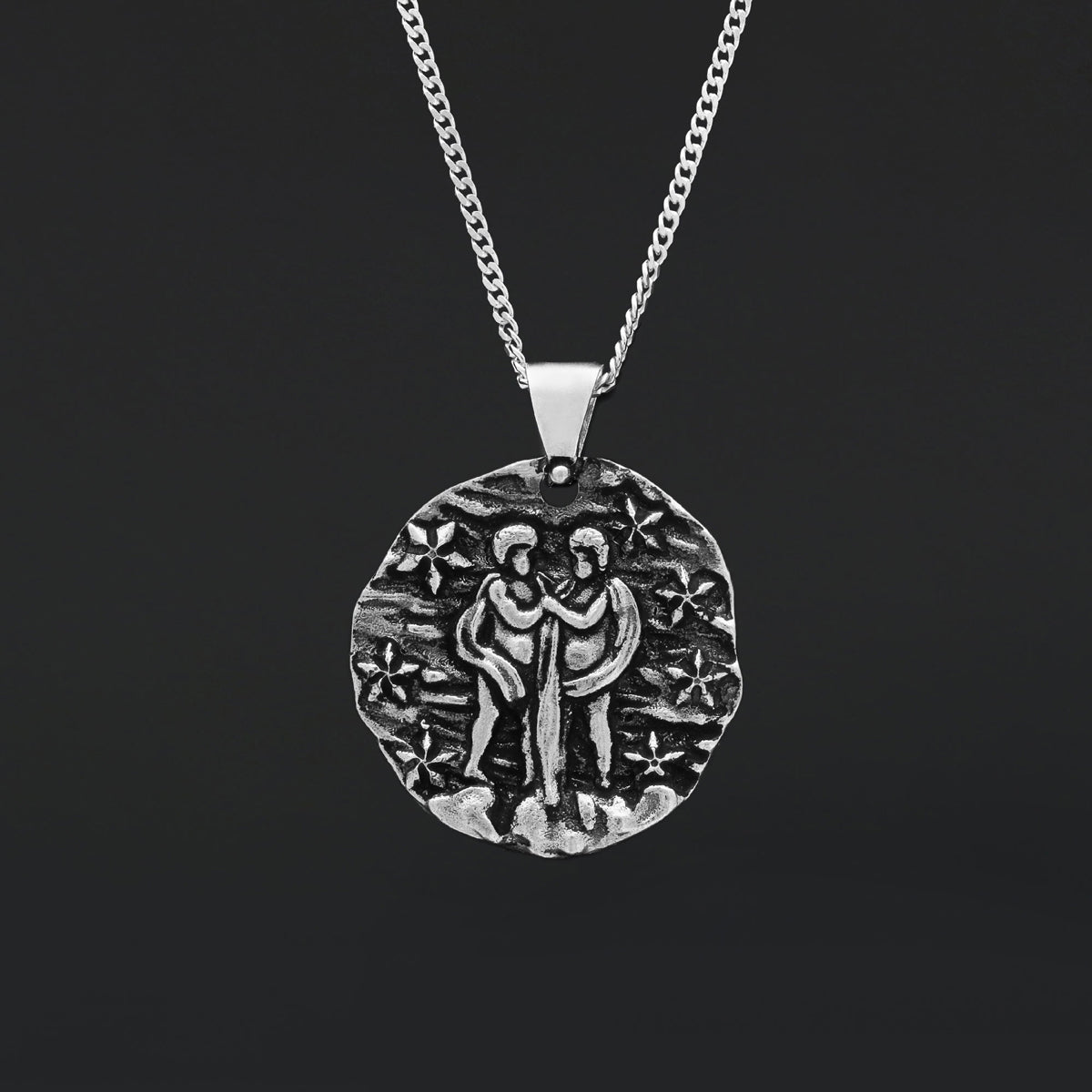 Gemini Pendant, Zodiac Necklace, Sterling Silver Pendant, Gold Plated Pendant, Astrology Jewelry, Gemini Sign Jewelry - view 4
