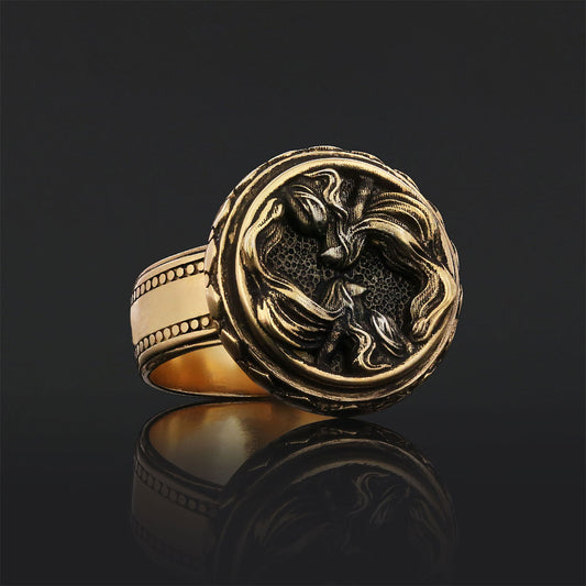 Gemini Zodiac Silver Ring - view 2
