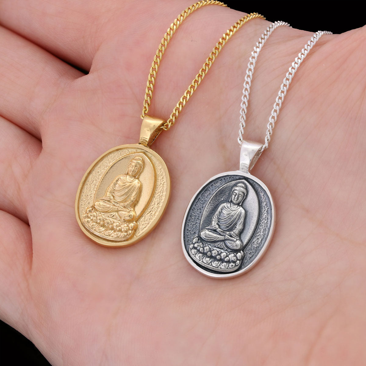 Goddess of Mercy Necklace, Buddha Pendant, Buddha Silver Necklace, Religious Necklace, Buddhist Gift - view 3