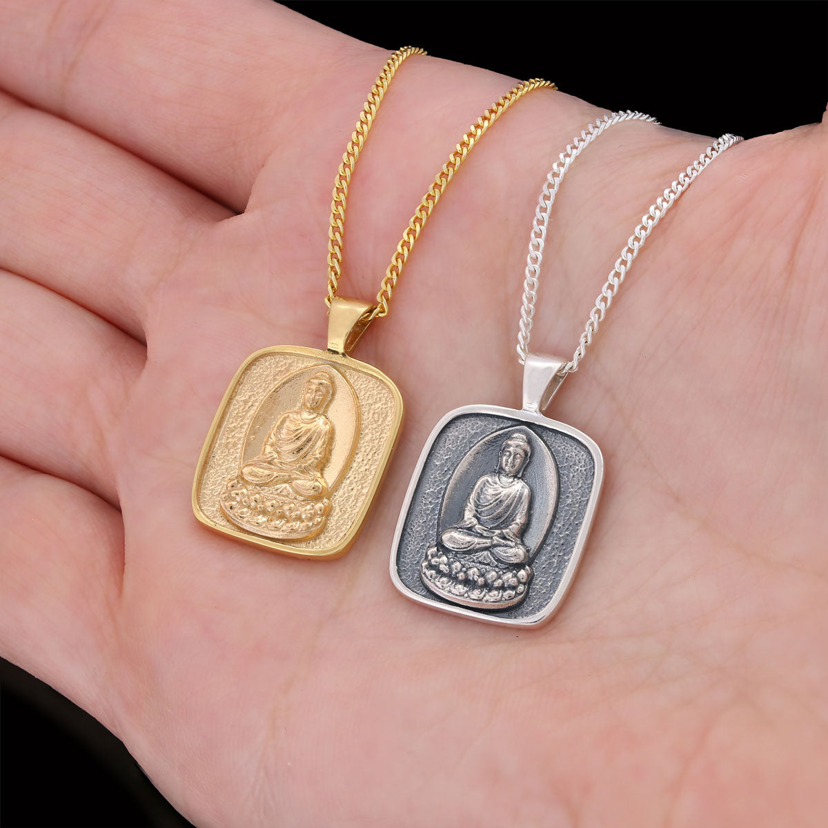 Goddess of Mercy Pendant, Buddha Necklace, Buddha Silver Necklace, Buddhist Gift, Religious Necklace Gold Coating
