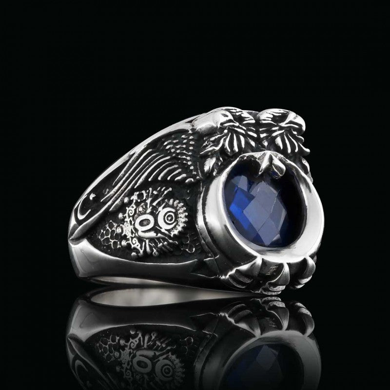 Gokturk Ottoman Ring Crescent Moon & Eagle