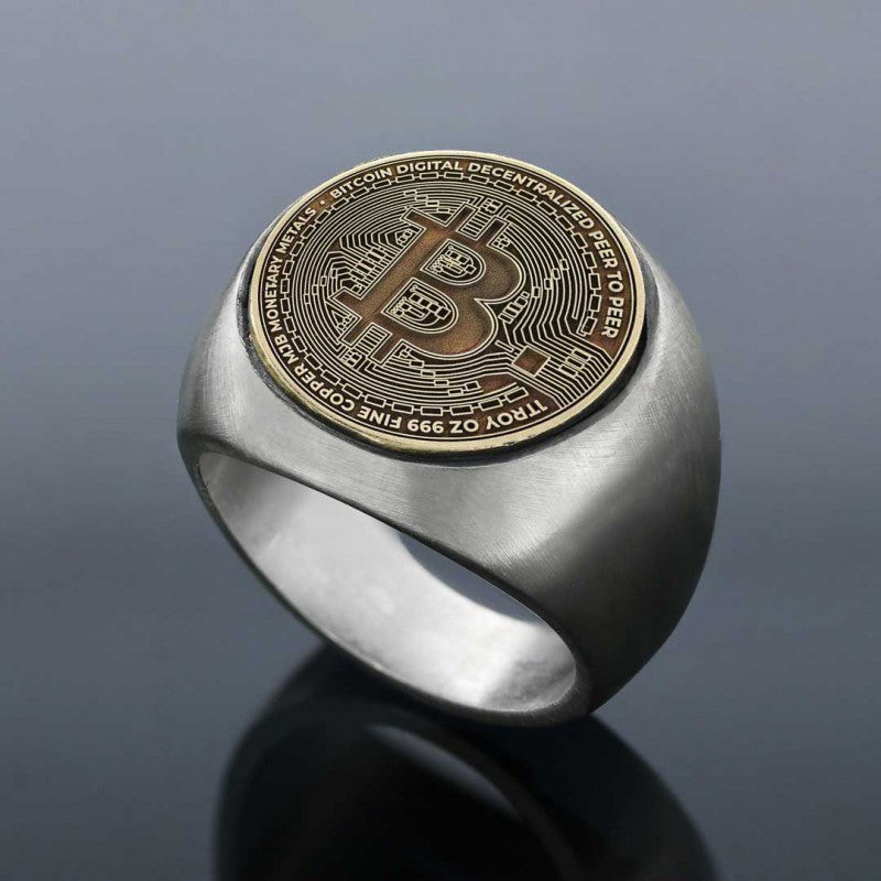 Gold Bitcoin Souvenir Ring by SWISS PLUS - Bitcoin Jewelry Collection - view 4