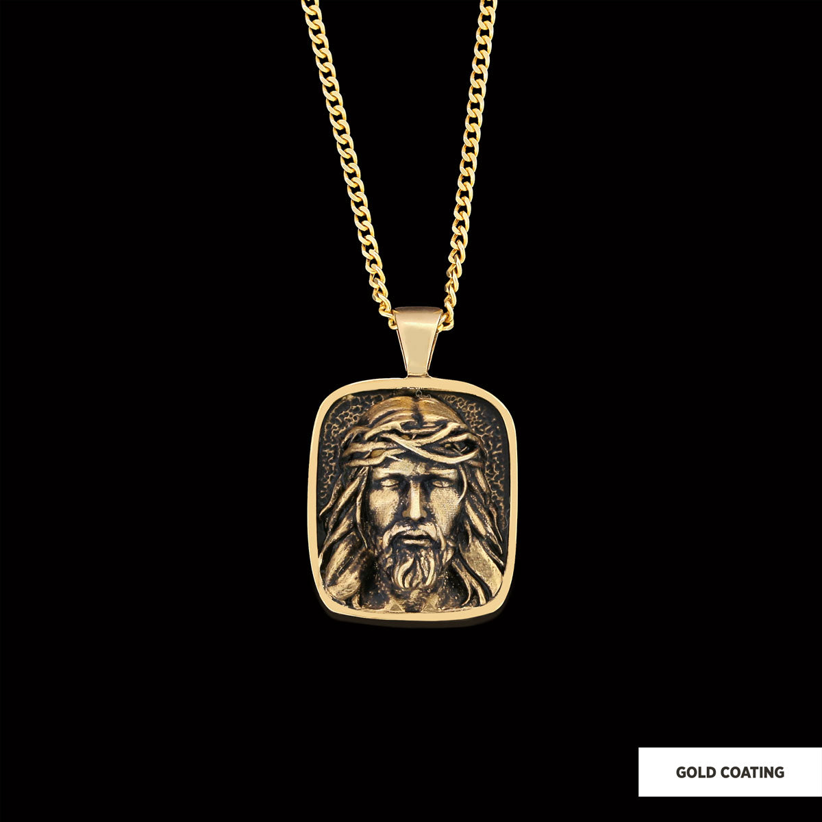 Gold Plated Jesus Jewelry, Jesus Silver Pendant, Men's Religious Gift Christian Necklace, Unisex Jesus Pendant Gold Coating