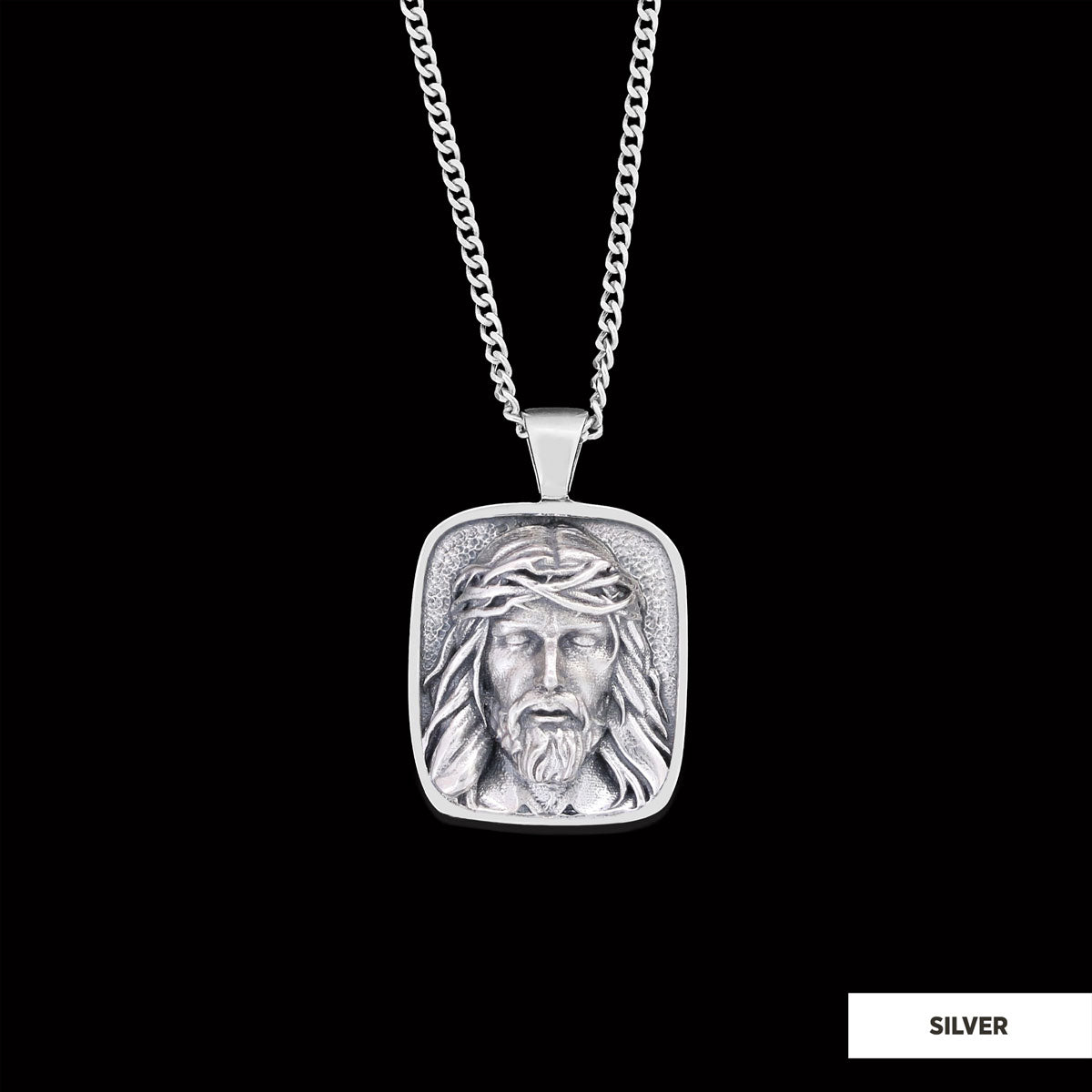 Gold Plated Jesus Jewelry, Jesus Silver Pendant, Men's Religious Gift Christian Necklace, Unisex Jesus Pendant Silver