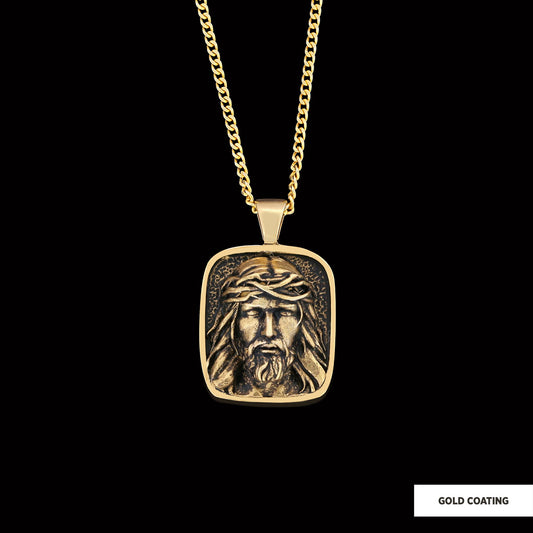 Gold Plated Jesus Jewelry, Jesus Silver Pendant, Men's Religious Gift Christian Necklace, Unisex Jesus Pendant by SWISS PLUS