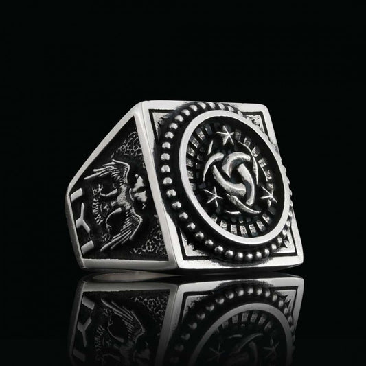 Hand Made Square Engraved Ottoman Ring by SWISS PLUS - Ottoman Jewelry Collection - view 2