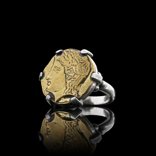 Handmade 925 Sterling Silver Orpheus Coin Women Ring