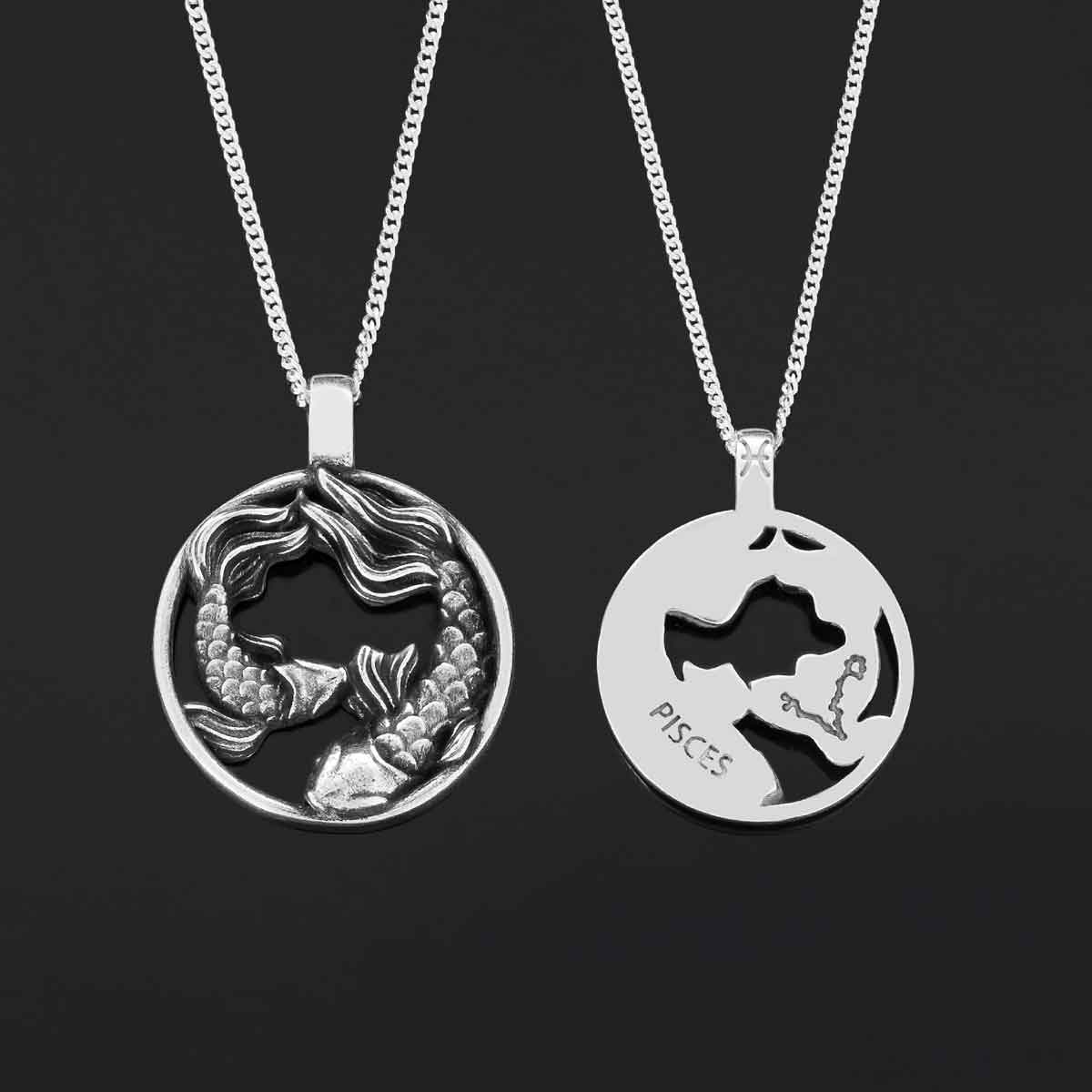 Handmade Pisces Pendant, Sterling Silver Pisces Necklace, Pisces Jewelry, Horoscope Pisces Necklace - view 5
