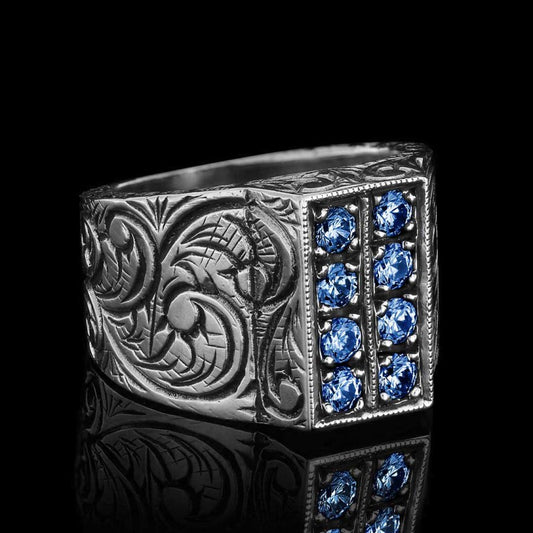 Handmade Silver Letter I Ring Bold Alphabet - view 2