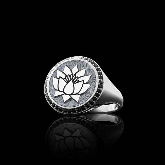 Handmade Special 925 Sterling Silver Round Women Lotus Ring by SWISS PLUS - 925 Sterling Silver Rings for Men & Women - view