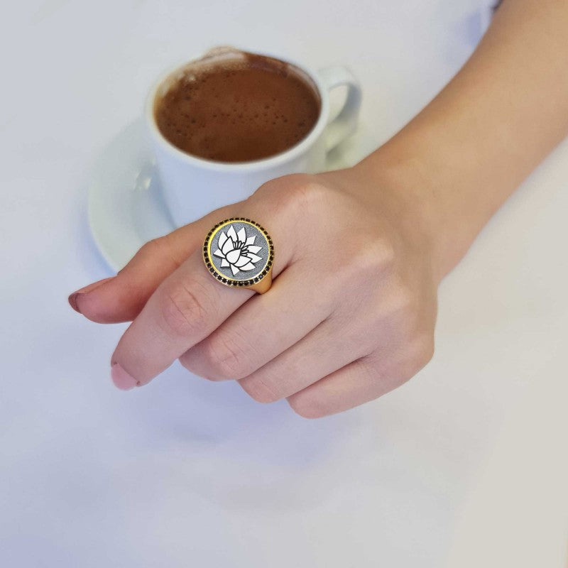 Handmade Special 925 Sterling Silver Round Women Lotus Ring