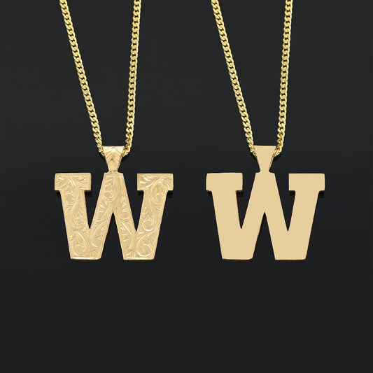 Handmade Sterling Silver Monogram W Letter Necklace - view 2