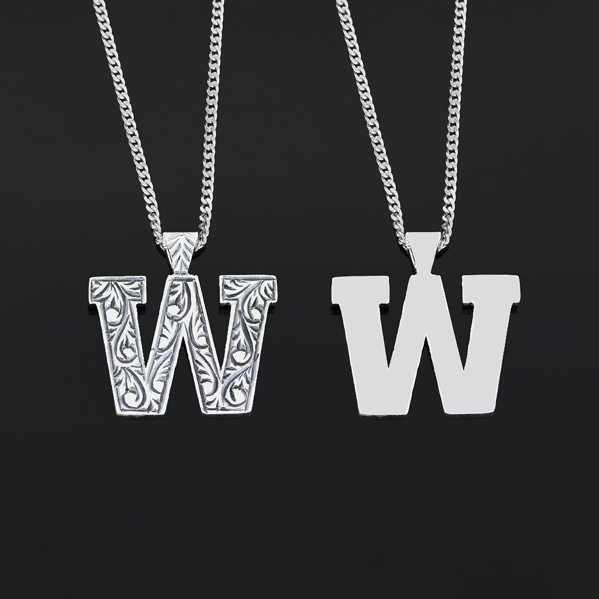 Handmade Sterling Silver Monogram W Letter Necklace