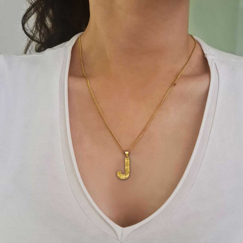 Handmade Unisex Special Design 925 Sterling Silver Monogram J Letter Necklace by SWISS PLUS - Letter Collection - view 5
