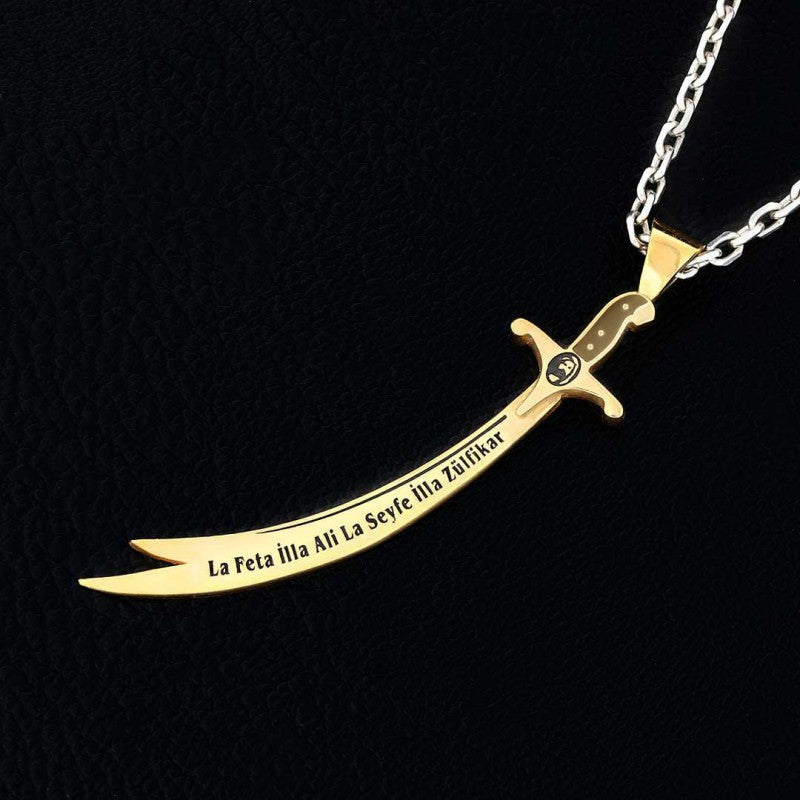 Hazrat Ali Sword Pendant, Handmade Zulfiqar Necklace, Muslim Silver Necklace - view 3