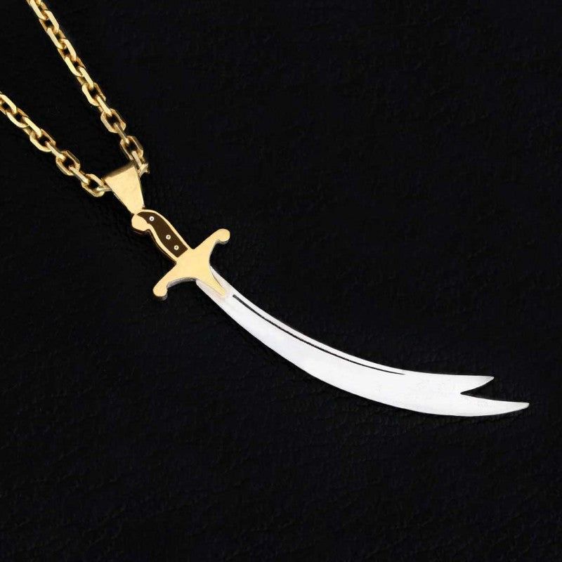 Hazrat Ali Sword Pendant, Handmade Zulfiqar Necklace, Muslim Silver Necklace - view 6