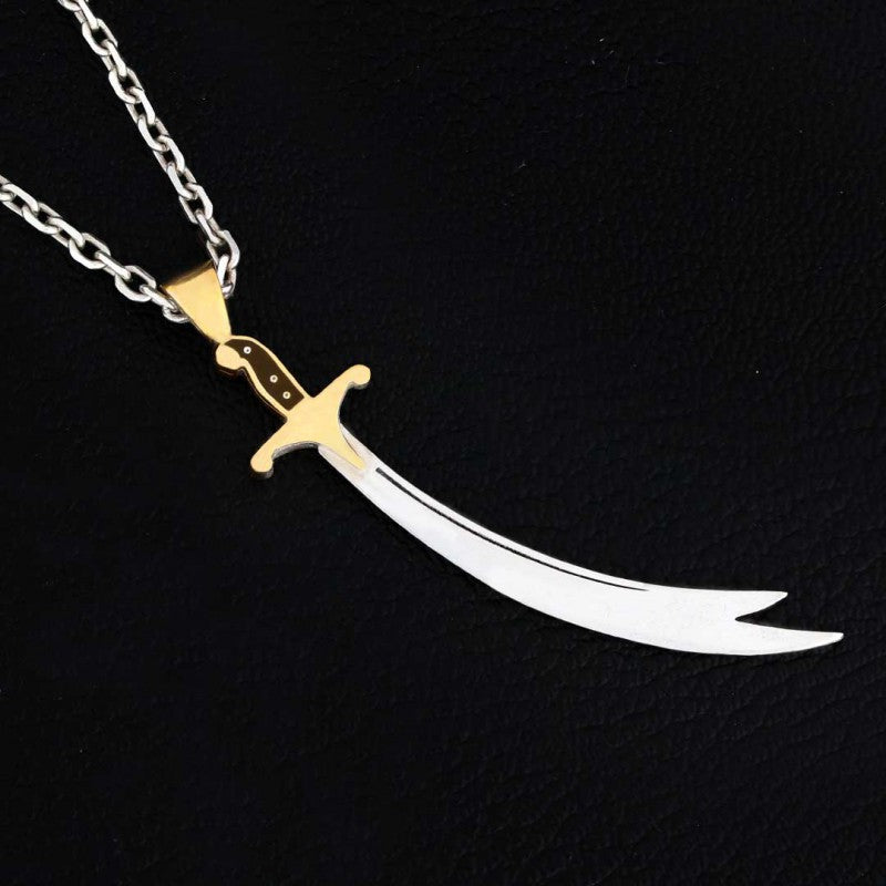 Hazrat Ali Sword Pendant, Handmade Zulfiqar Necklace, Muslim Silver Necklace