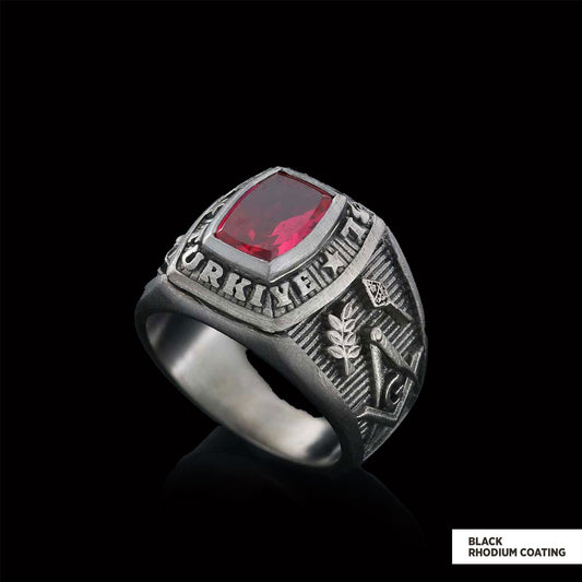 Hkembl Turkiye Masonic Ring, Freemasonic Ring, Master Mason Ring, Elegant Masonic Ring - view 2