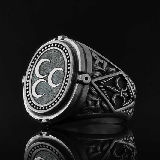 Three Crescent Islamic Ring