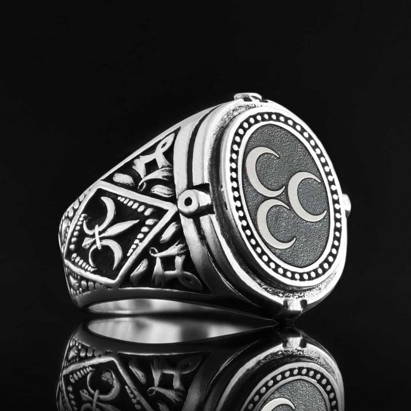 Three Crescent Islamic Ring