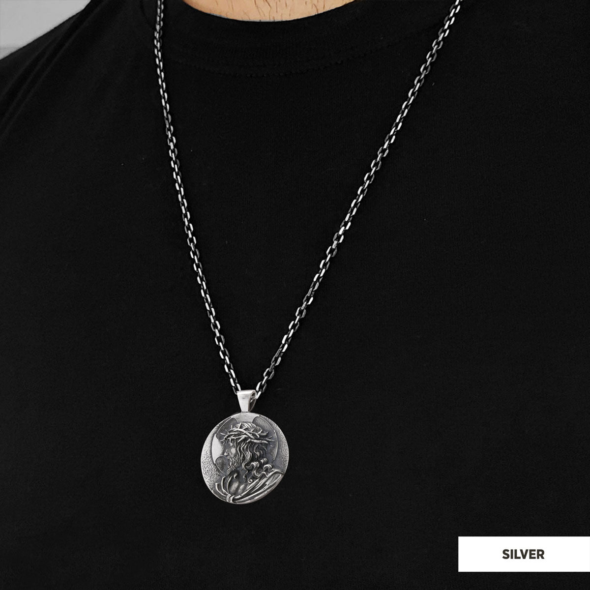 Jesus Christian Pendant, Gold Plated Jesus Necklace, Religious Jewelry, Gift for Her, Gift for Him