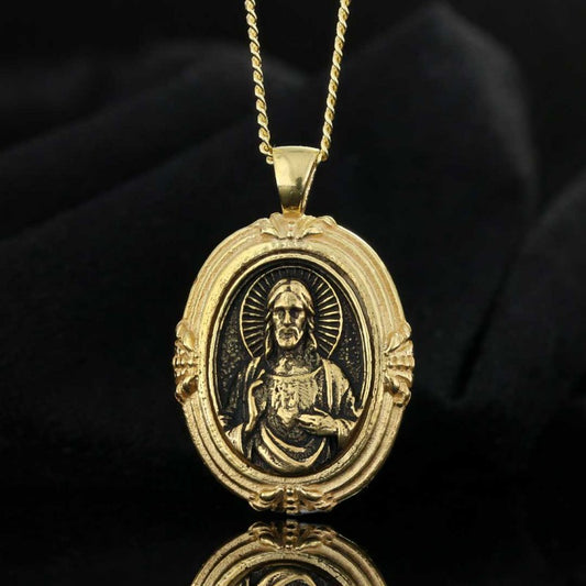 Oval Custom Design Jesus Christian Pendant