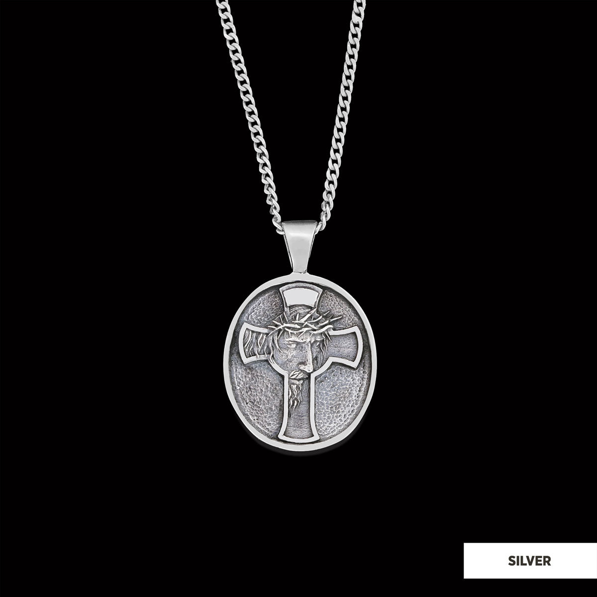 Jesus Cross Necklace, Christ Jesus Silver Necklace, Jesus Men's Gift, Christian Pendant, Gold Plated Cross Pendant Christian Accessory Silver
