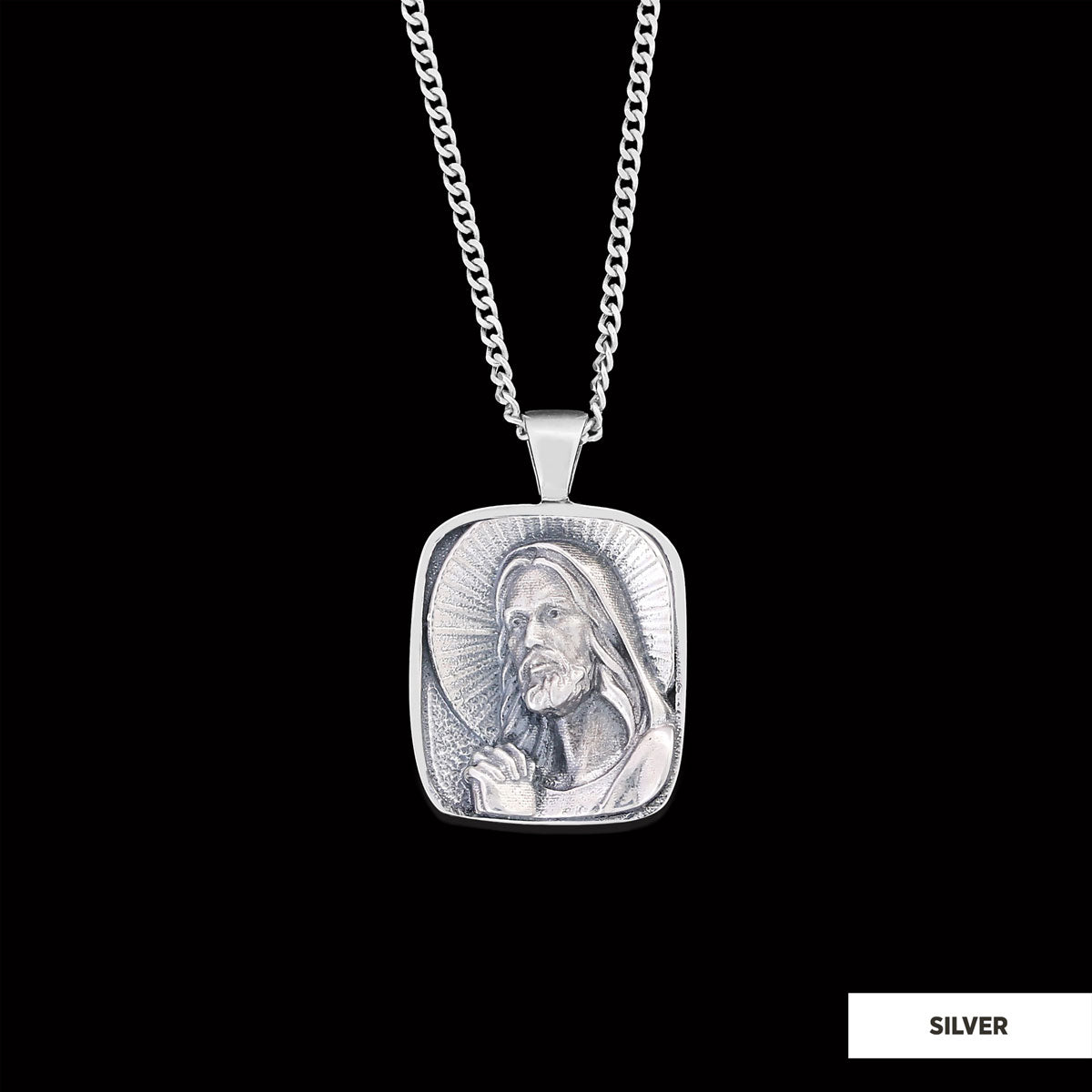 Jesus Necklace, Faith Jewelry, Christ Pendant, Christus Necklace, Sun and Christian Jewelry, Jesus Christian Necklace Silver