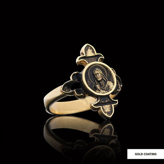 Jesus Ring, Gold Plated Jesus Jewelry, Silver Religious Ring, Christian Women Ring, Religious Gift - view 2