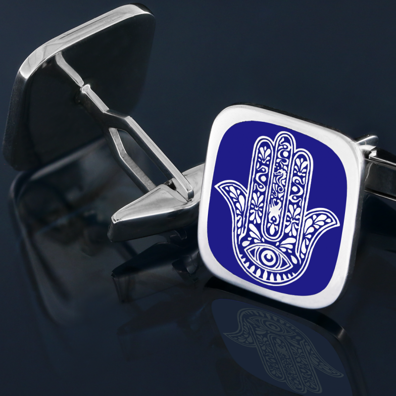 Sterling Silver Jewish Hamsa Cufflink - view 3
