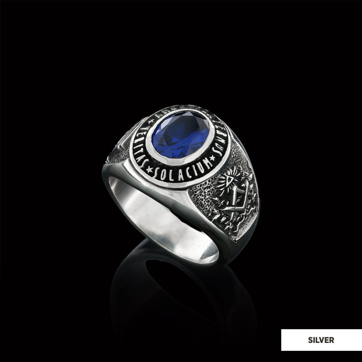 Jewish Masonic Round Ring, Custom Stone Mason Ring, Freemasonic Ring, Master Mason Ring