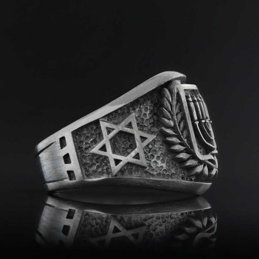 Menograh Isolated Silver Ring by SWISS PLUS - Jewish Collection - view 2