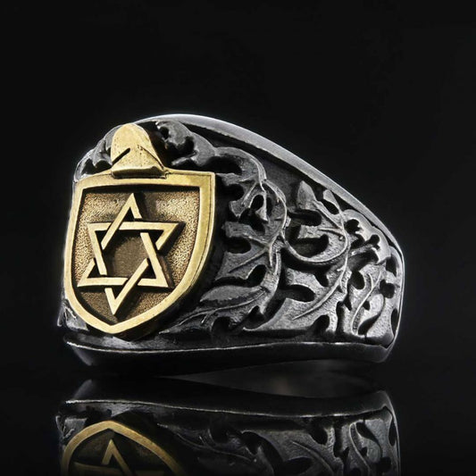 925 Sterling Silver Magen David Jewish Ring - view 2