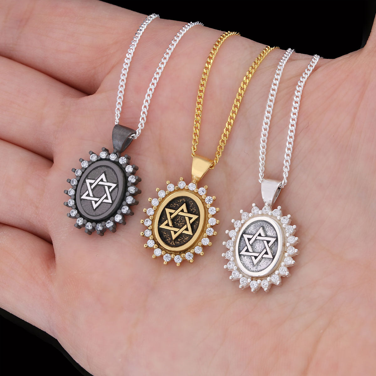Jewish Star Necklace, Silver Menorah Necklace, Hebrew Chanukah Menorah Necklace, Magen David Necklace, Shield of David Necklace Gold Coating